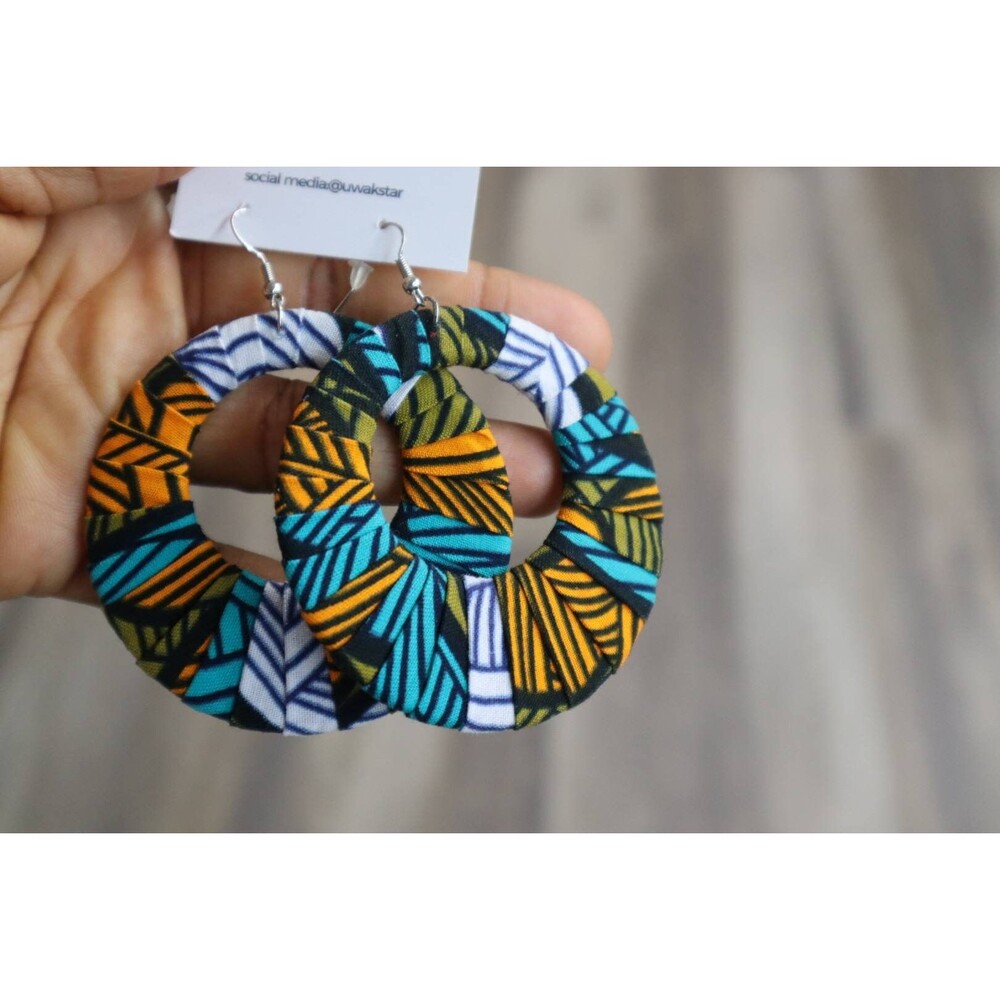 Fabric wrapped earrings, Ankara earrings, Tribal earrings, African print earring